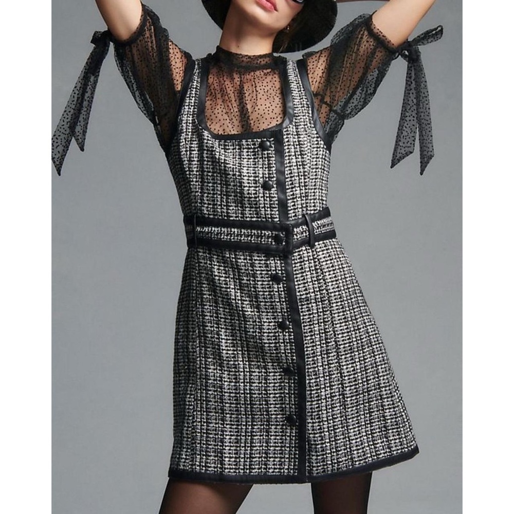 Maeve Black and White Tweed Dress